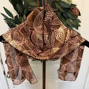 Pretty Retro Print Circles & Stripe Lightweight Scarf